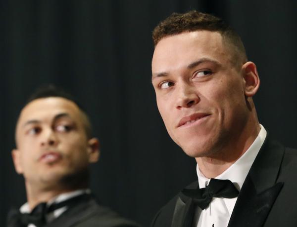 Happy together: Stanton, Judge side by side at awards dinner