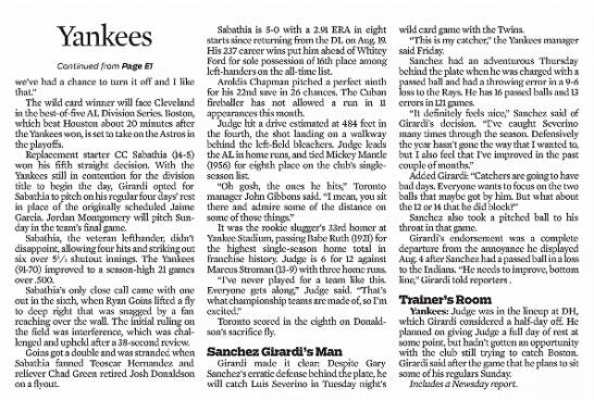 Girardi's Club Kept Plugging Along (2 of 2)