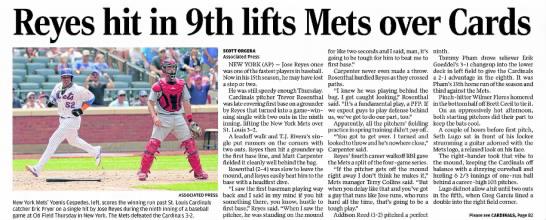 Reyes Hit in 9th Lifts Mets Over Cards (1 of 2)